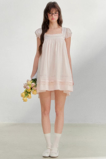 Square Neck Embroidered Dress