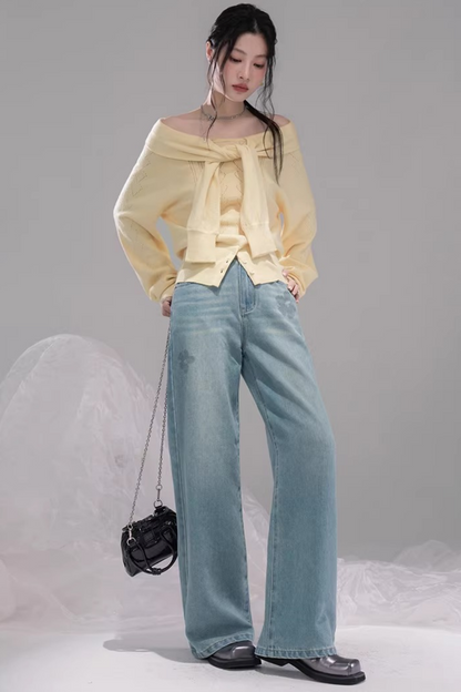 Milky Yellow One-shoulder Top