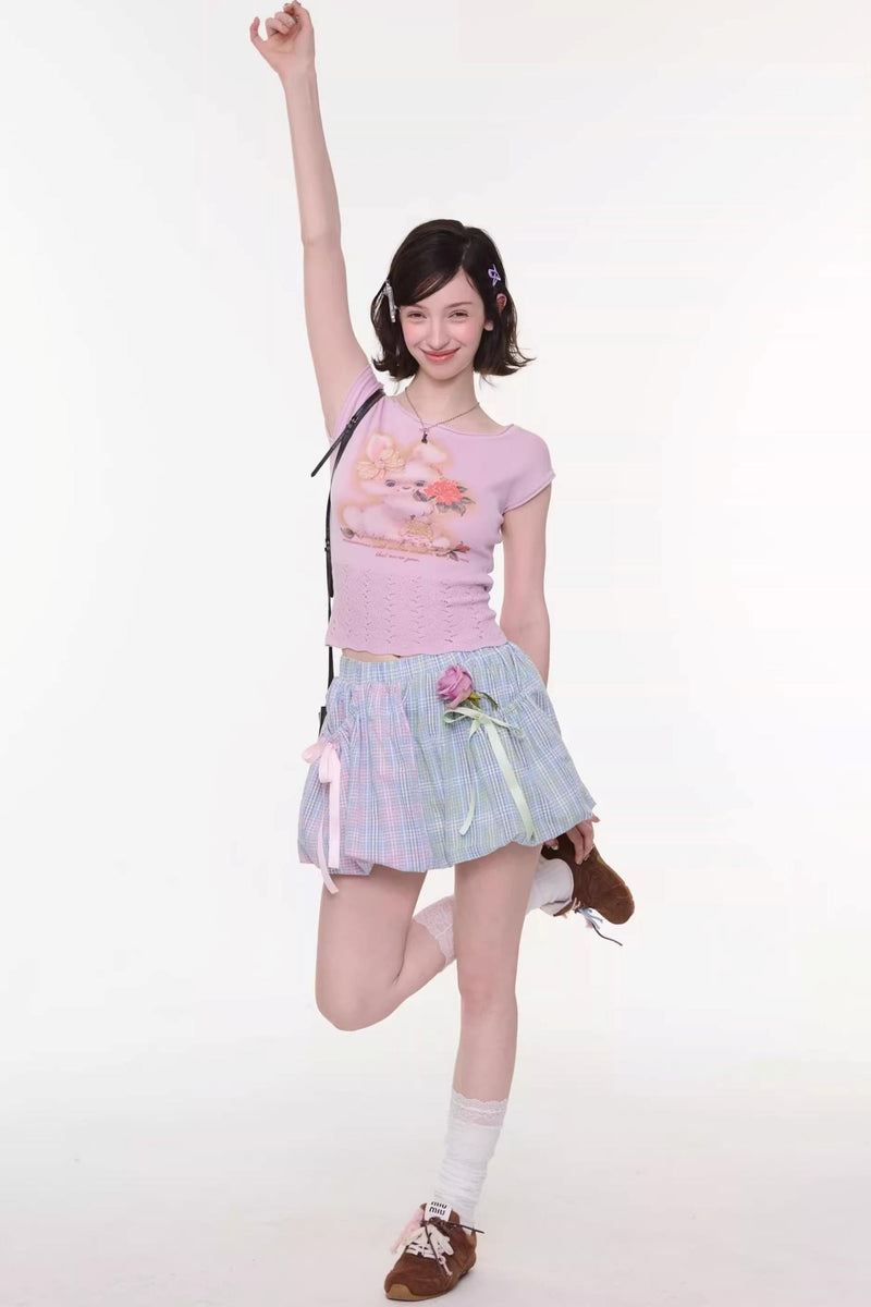 Sweet Rabbit Print Top