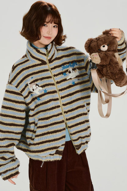 High Neck Border Zip Jacket