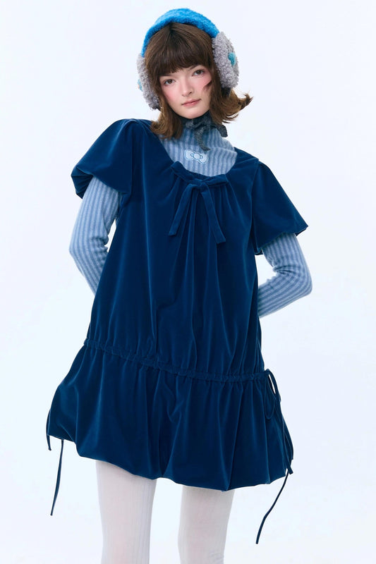 Dark Blue Velvet Dress