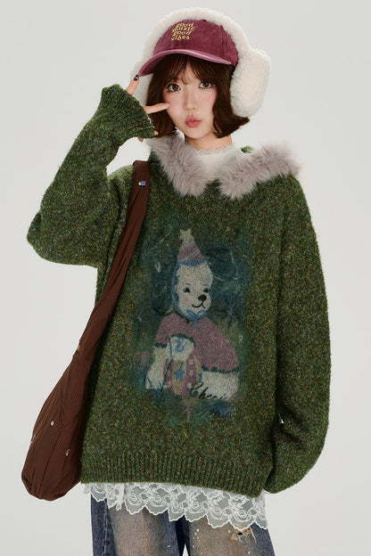 Retro Faux Fur Loose Top