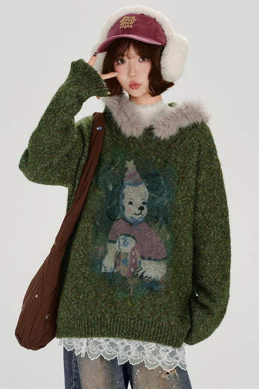 Retro Faux Fur Loose Top