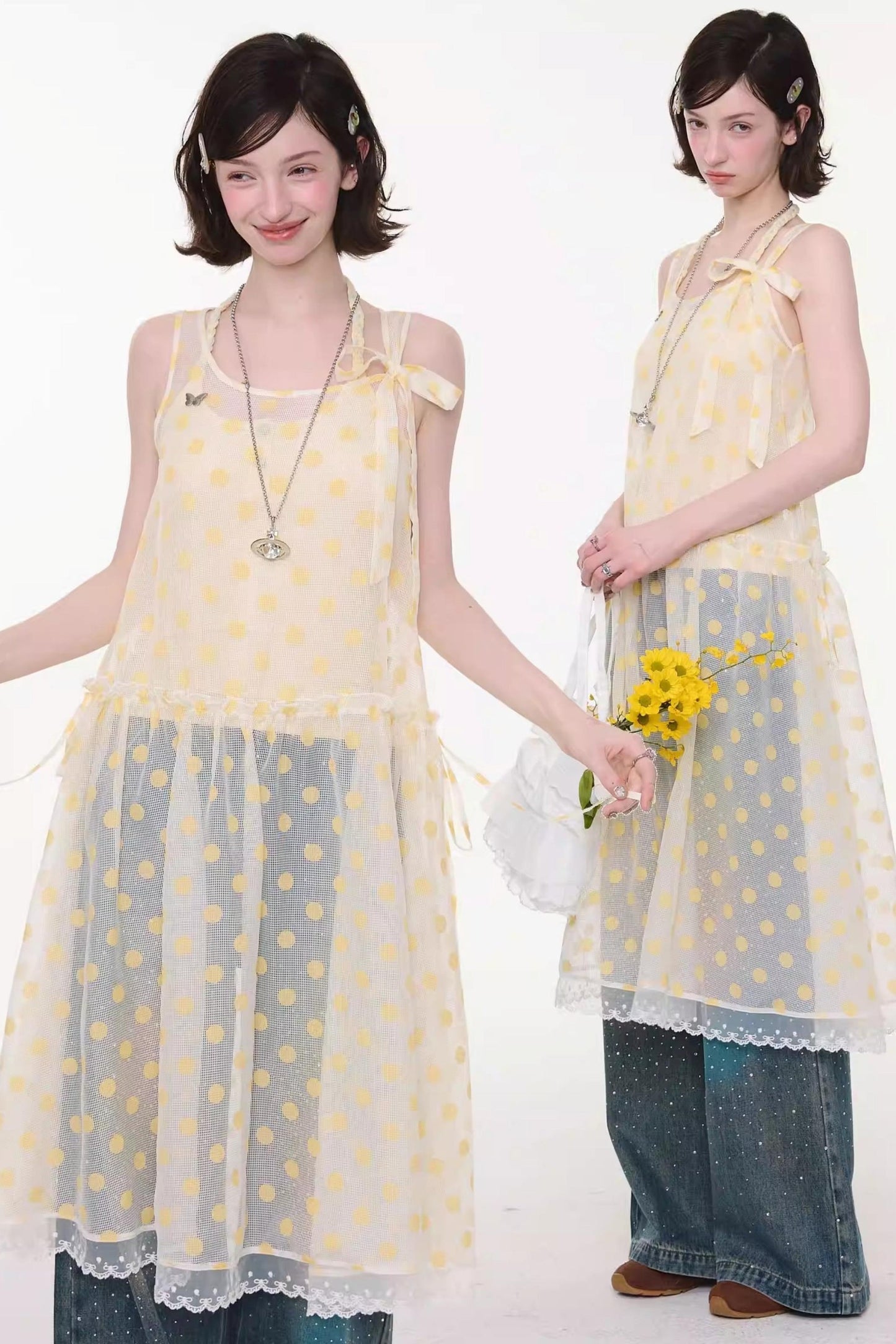 Sweet Polka Dot Mesh Dress