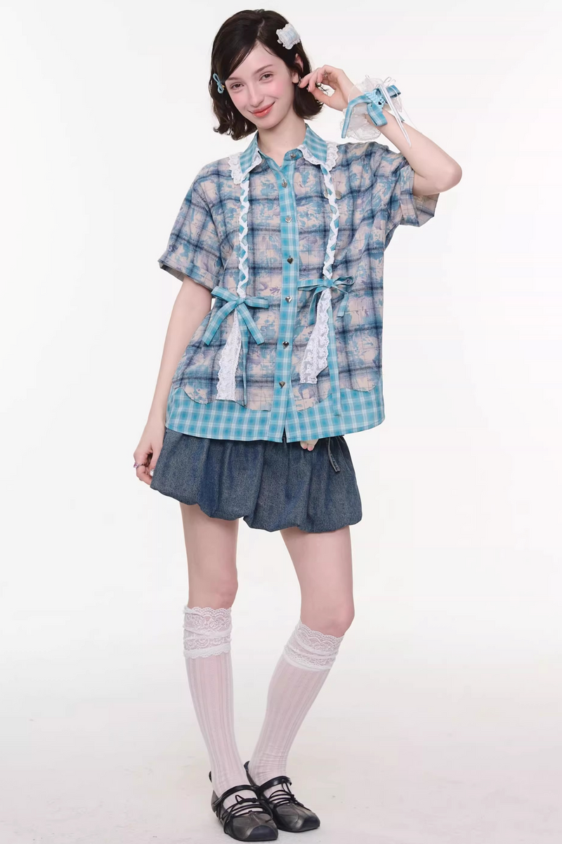Y2k Plaid Oversized Shirt