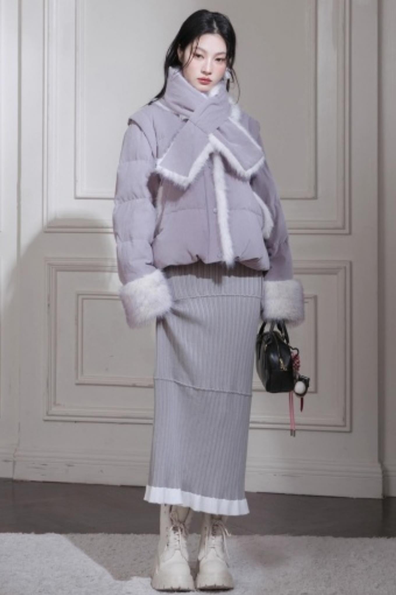 Sichuan Mist Gray Ruffle Long Dress