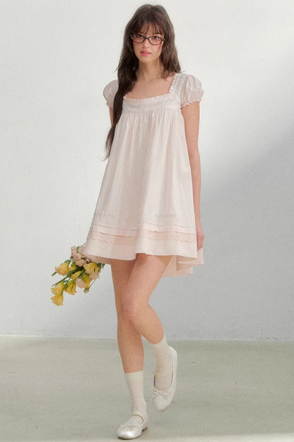 Square Neck Embroidered Dress