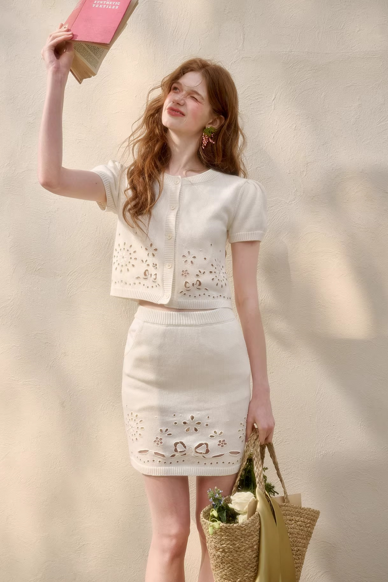 Puff Sleeve French Top + Skirt