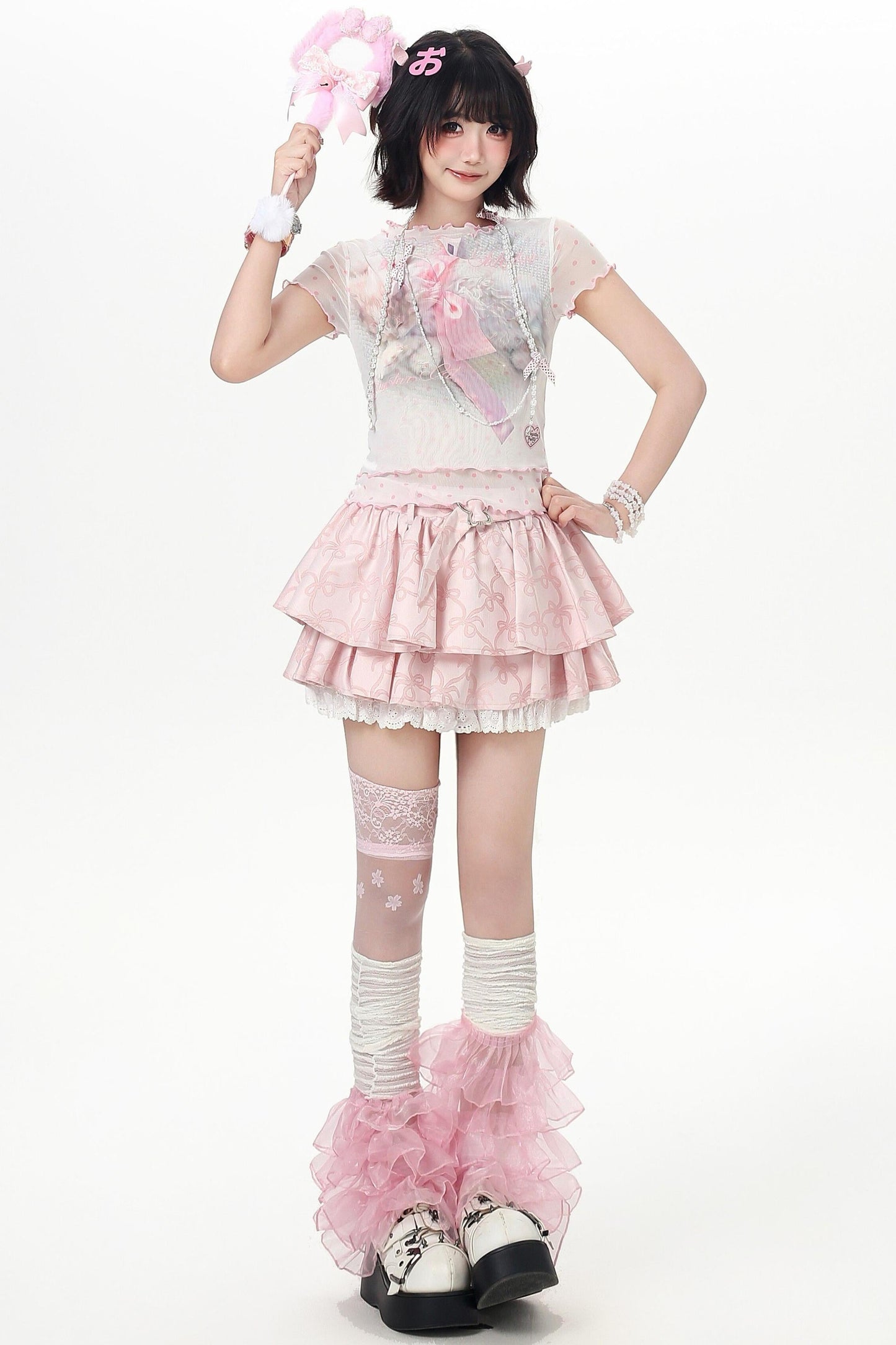 Polka Dot Sheer Fake Two-piece Top