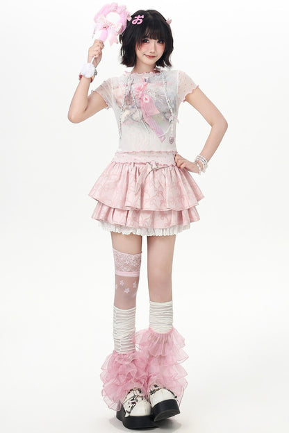 Polka Dot Sheer Fake Two-piece Top