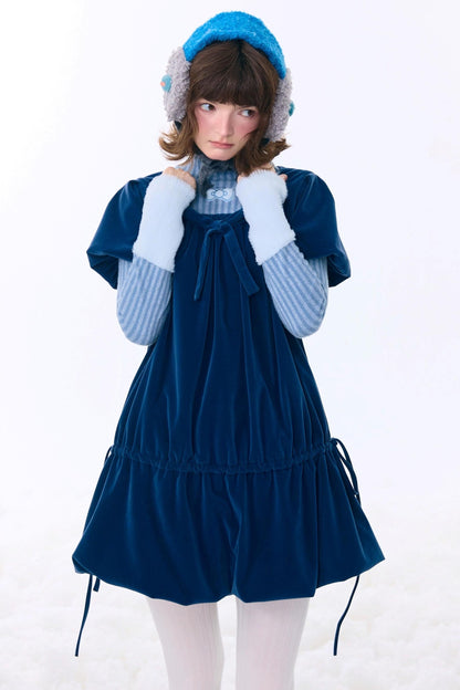 Dark Blue Velvet Dress