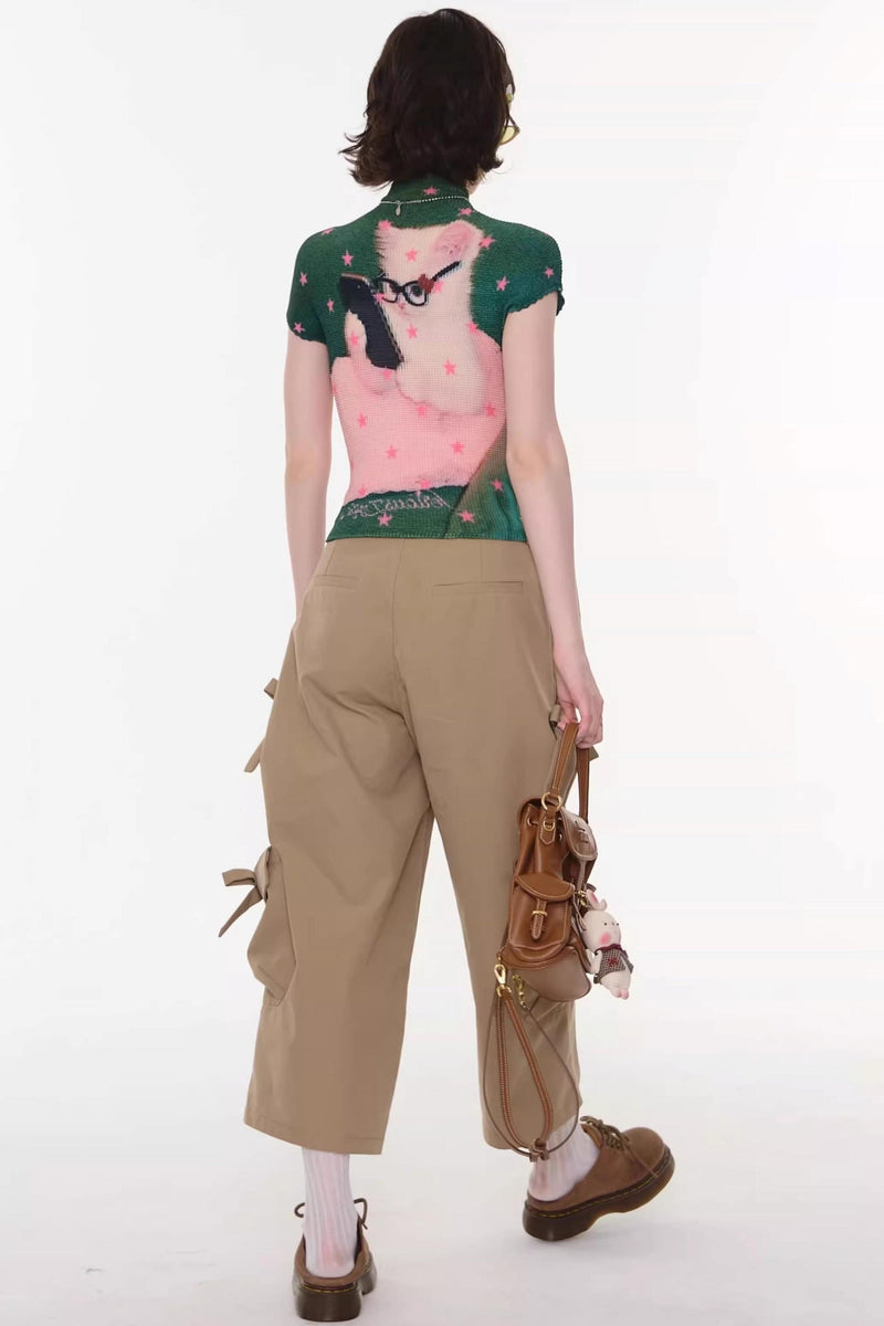 Sweet Cat Print Top