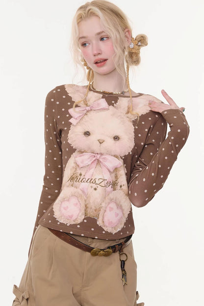 Dot Rabbit Print Top