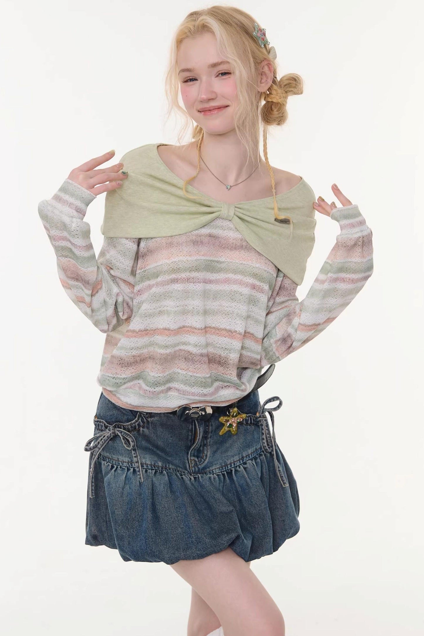 Striped Sweet Girly Tops