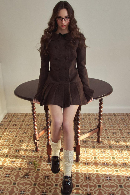 Retro Preppy Style Pleated Dress