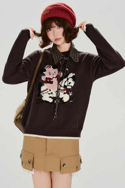 Retro Jacquard Soft Color Top