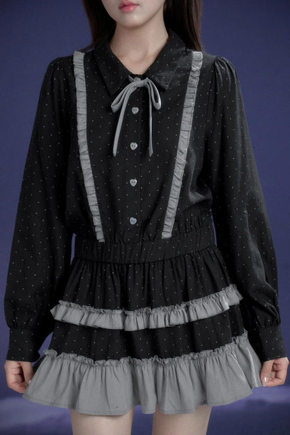 Dark Gray Polka Dot Dress