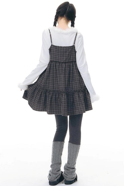 Checked Doll Shirring Slip Dress