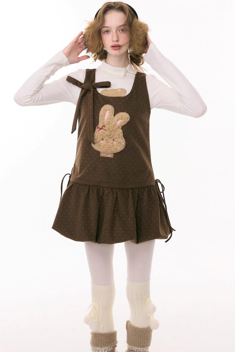 Caramel Rabbit Vest Dress