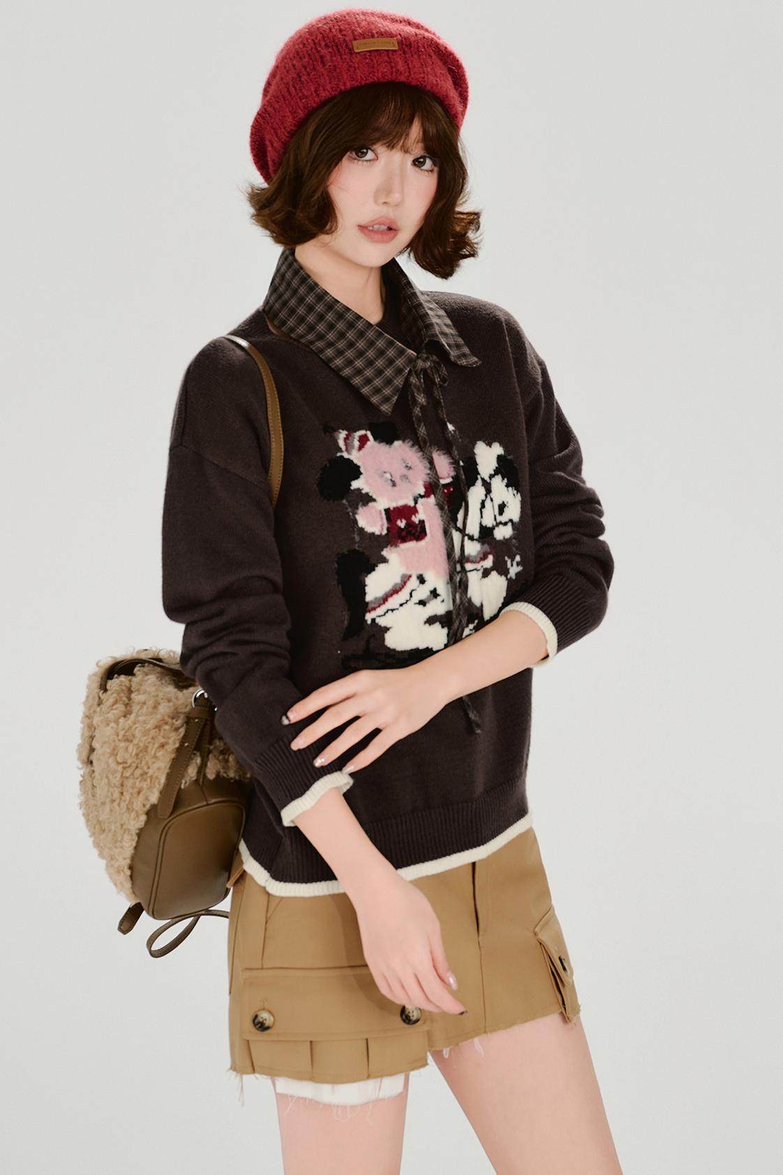 Retro Jacquard Soft Color Top