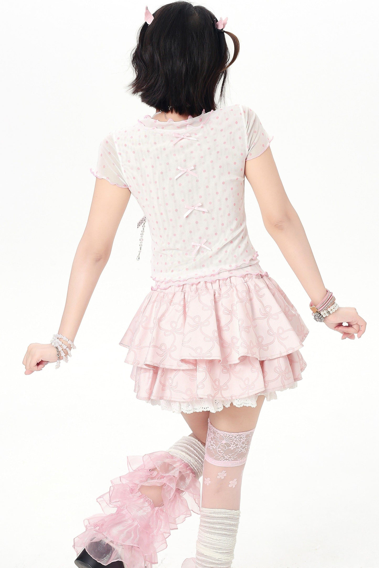 Polka Dot Sheer Fake Two-piece Top