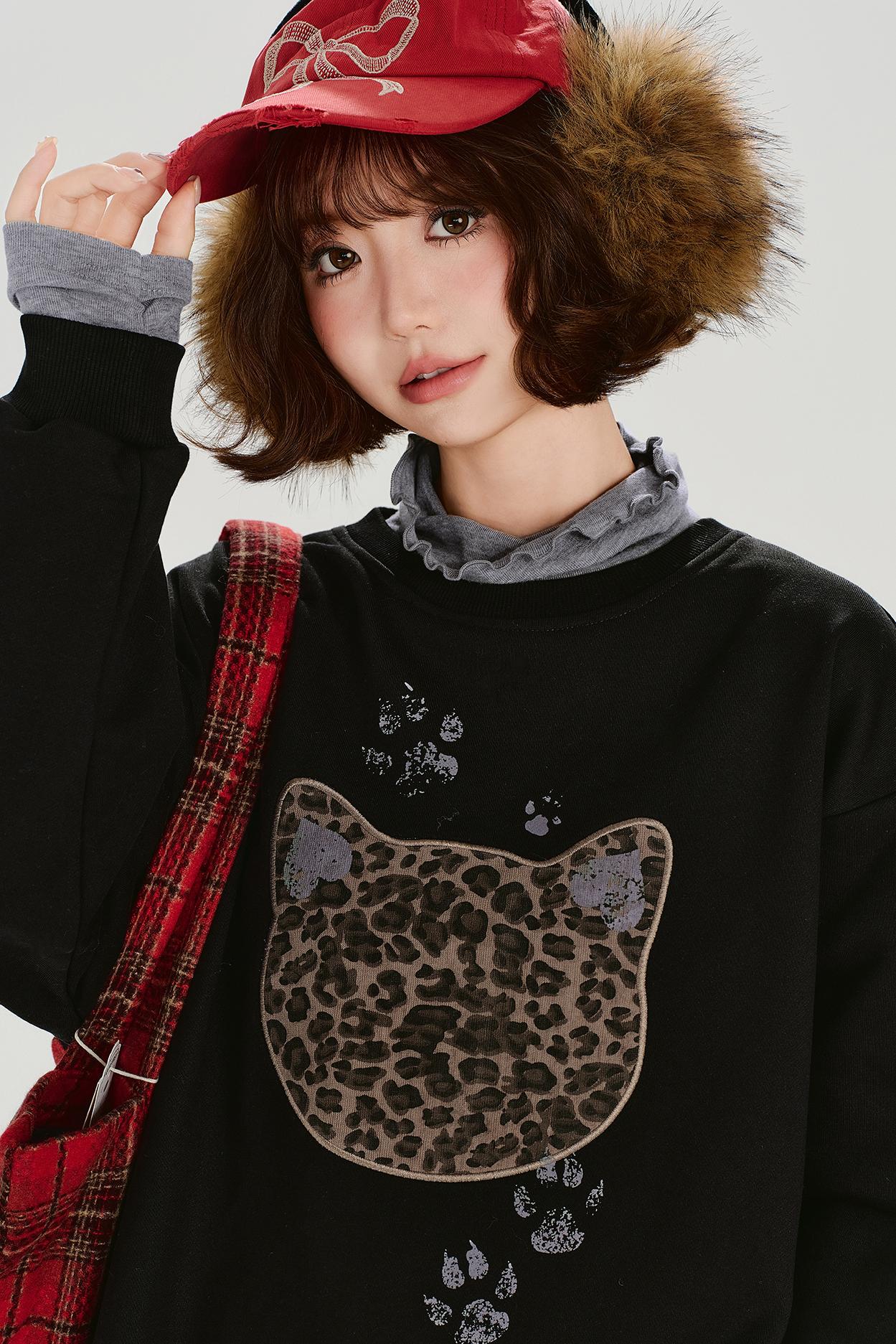 Retro Leopard Loose Mode Top