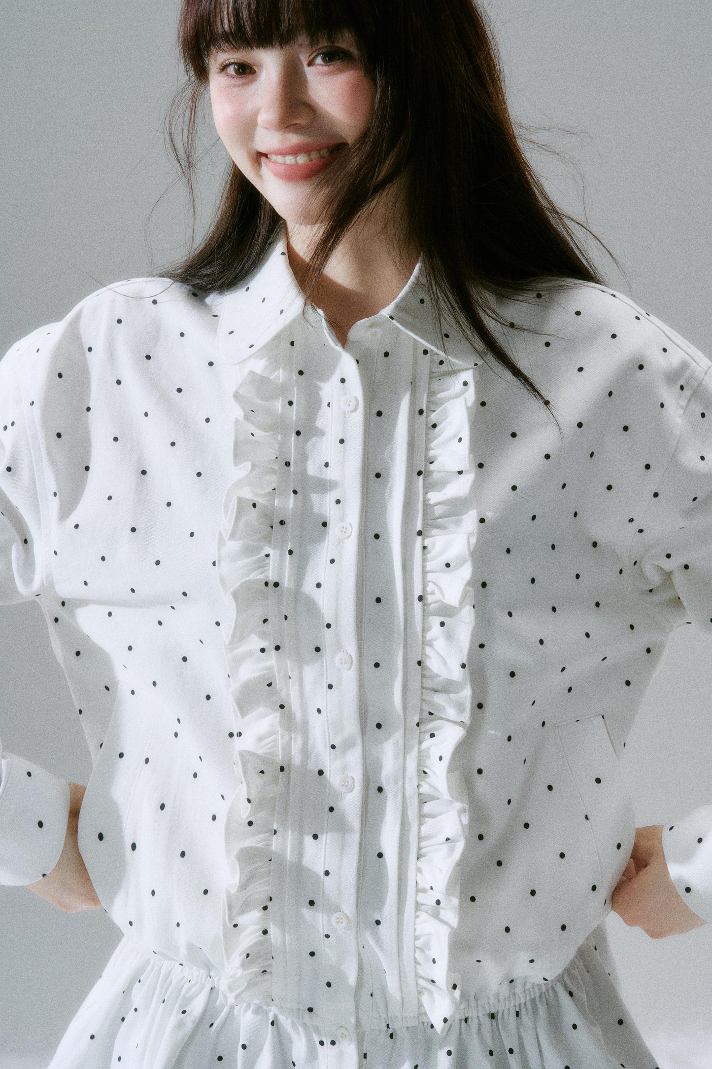 Flash Memory Ruffle Dot Top