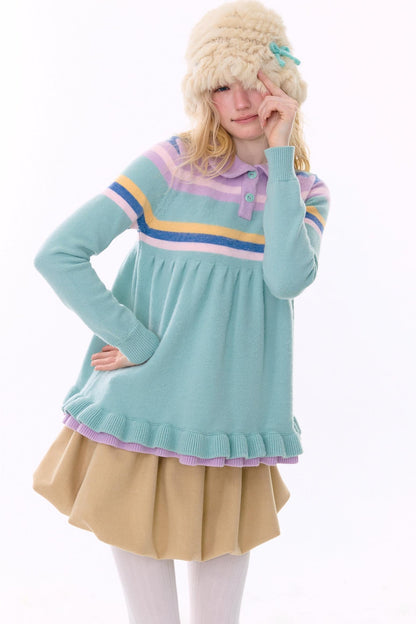 Contrast Striped Knit Sweater