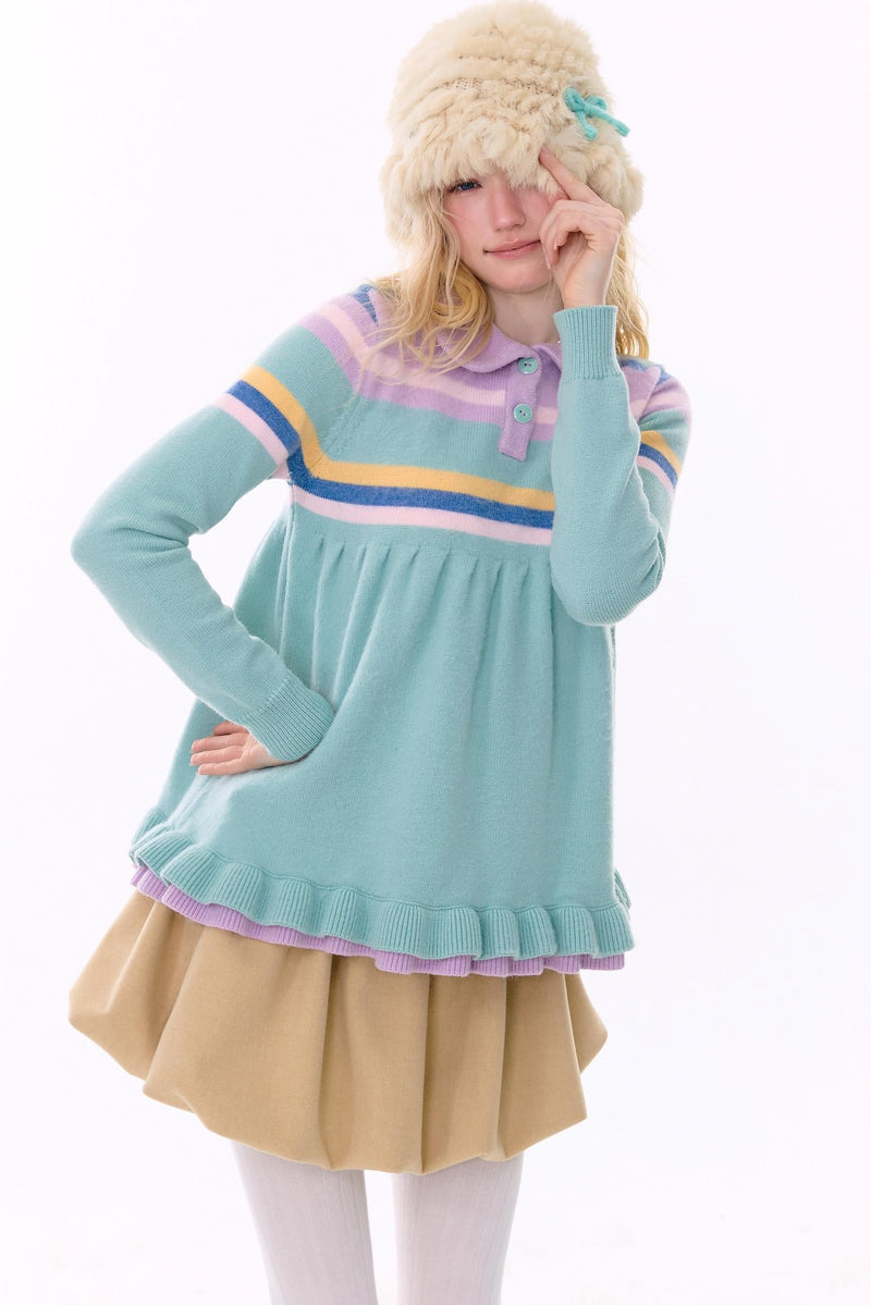 Contrast Striped Knit Sweater