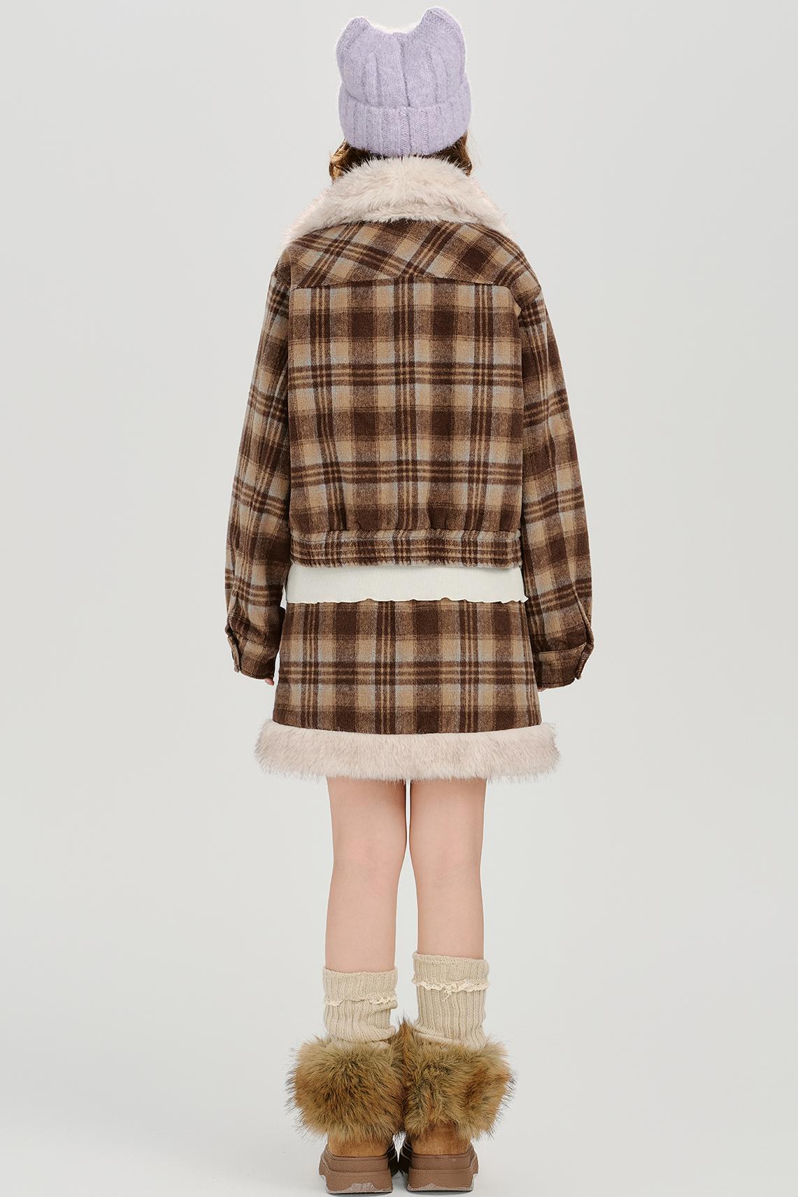Retro Check Winter Jacket Set