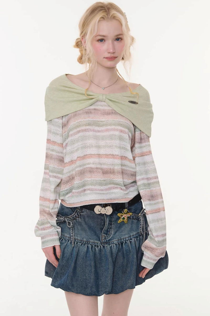 Striped Sweet Girly Tops