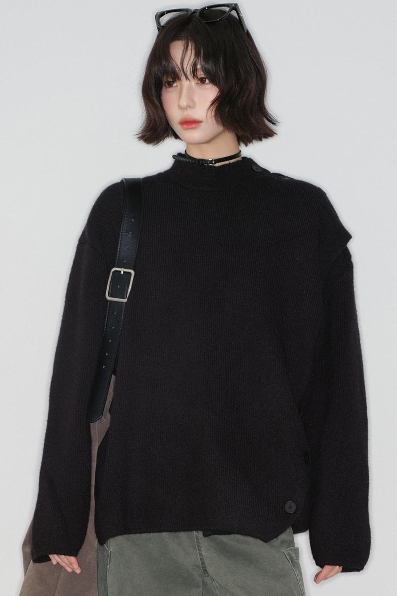 -collar Knitted Sweater