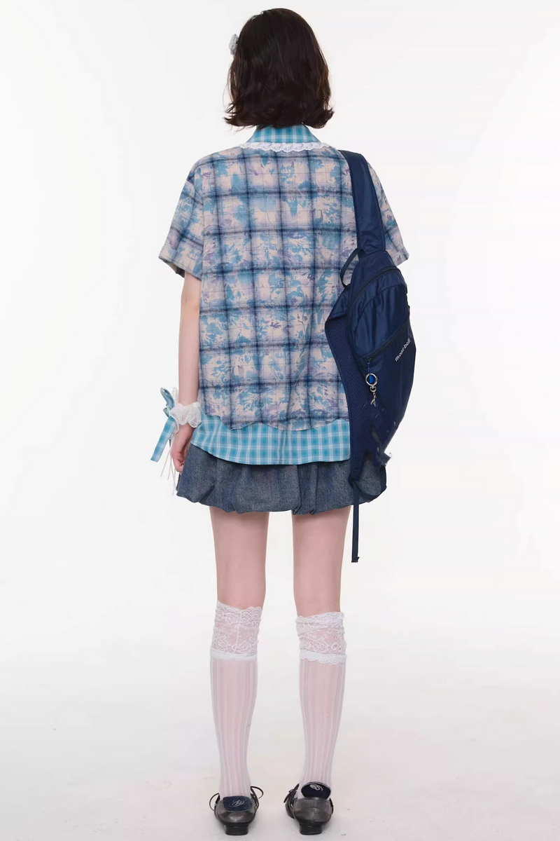 Y2k Plaid Oversized Shirt