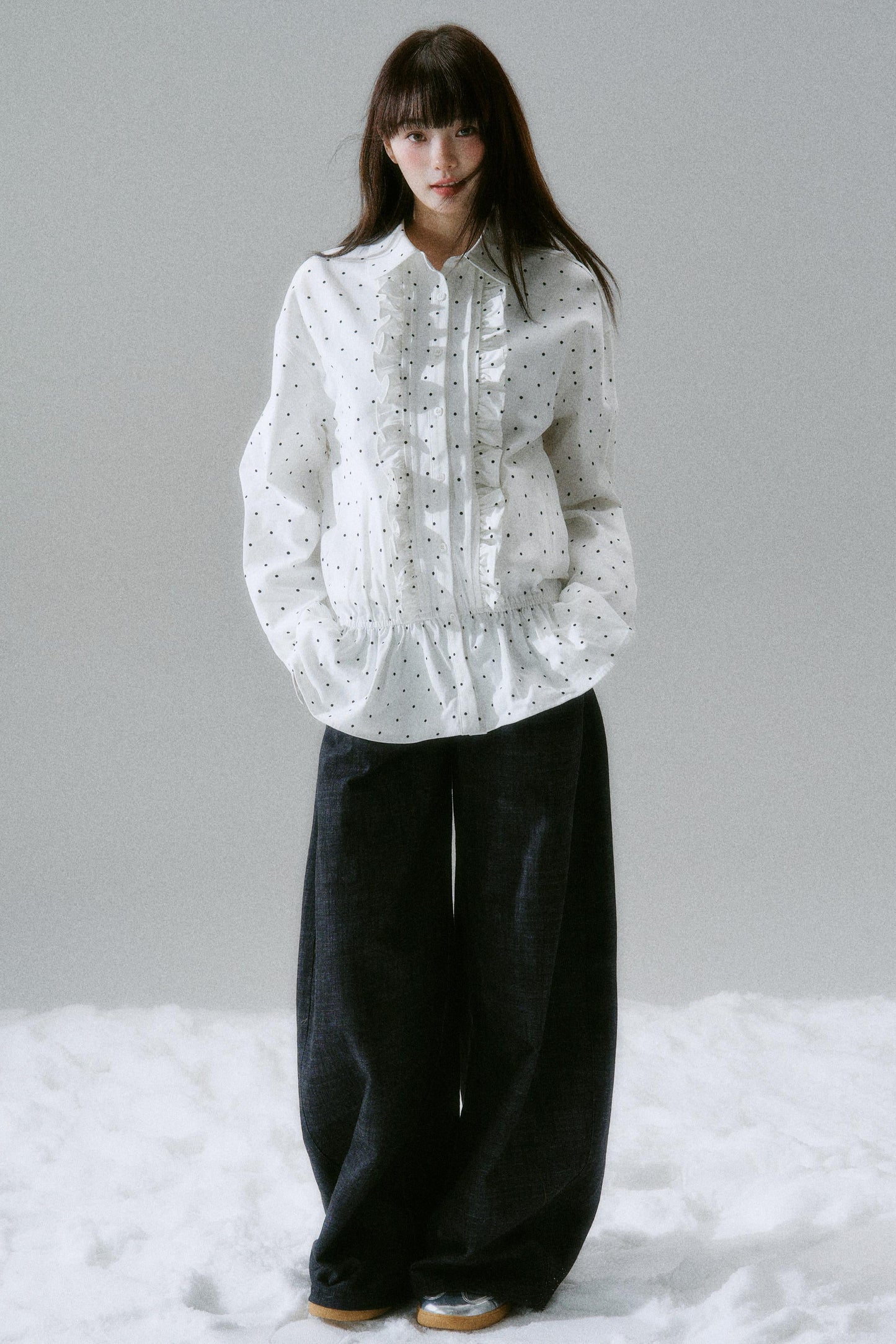 Flash Memory Ruffle Dot Top