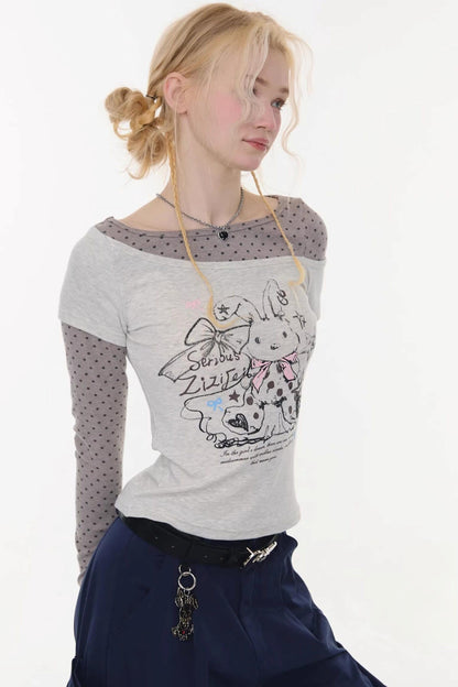 Dot Rabbit Print Top