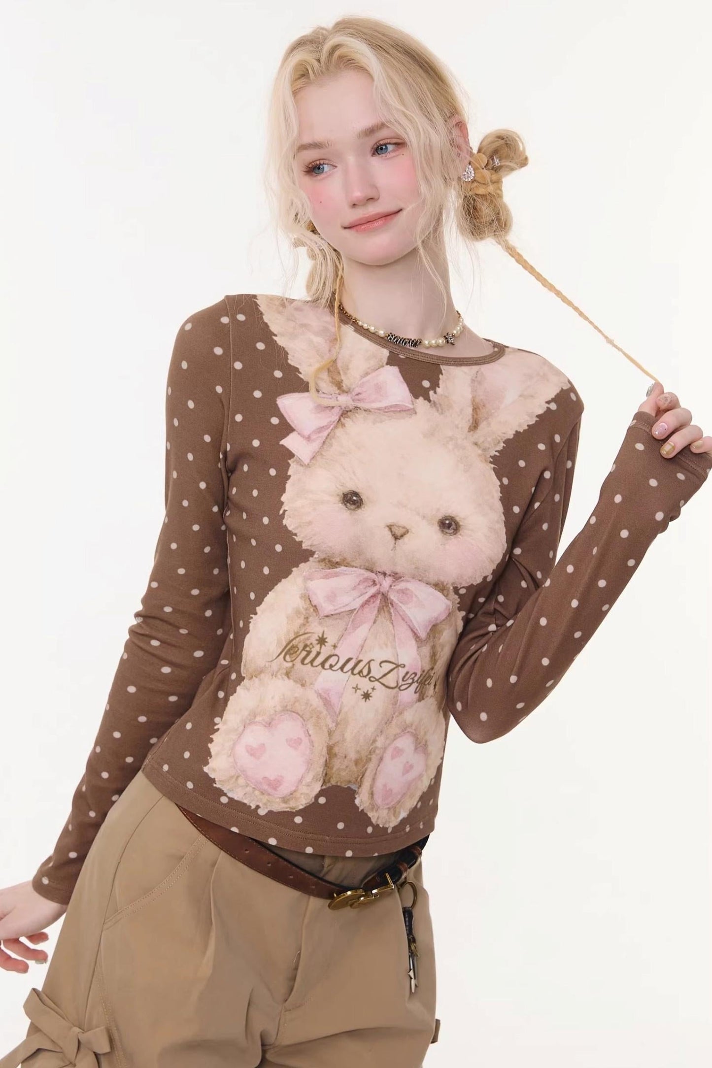 Dot Rabbit Print Top