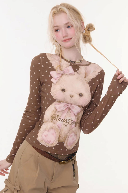 Dot Rabbit Print Top
