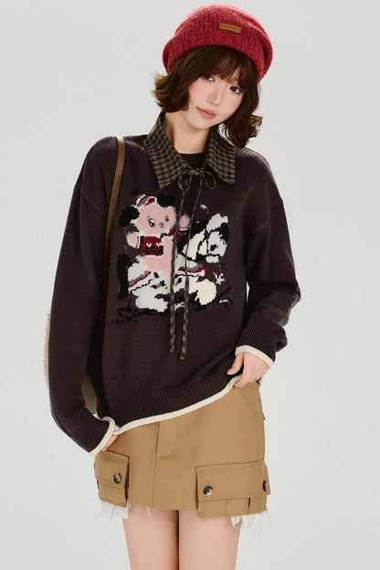 Retro Jacquard Soft Color Top