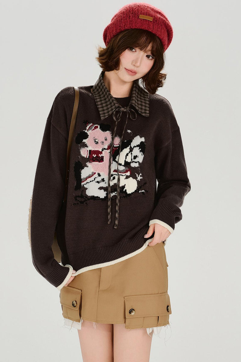 Retro Jacquard Soft Color Top