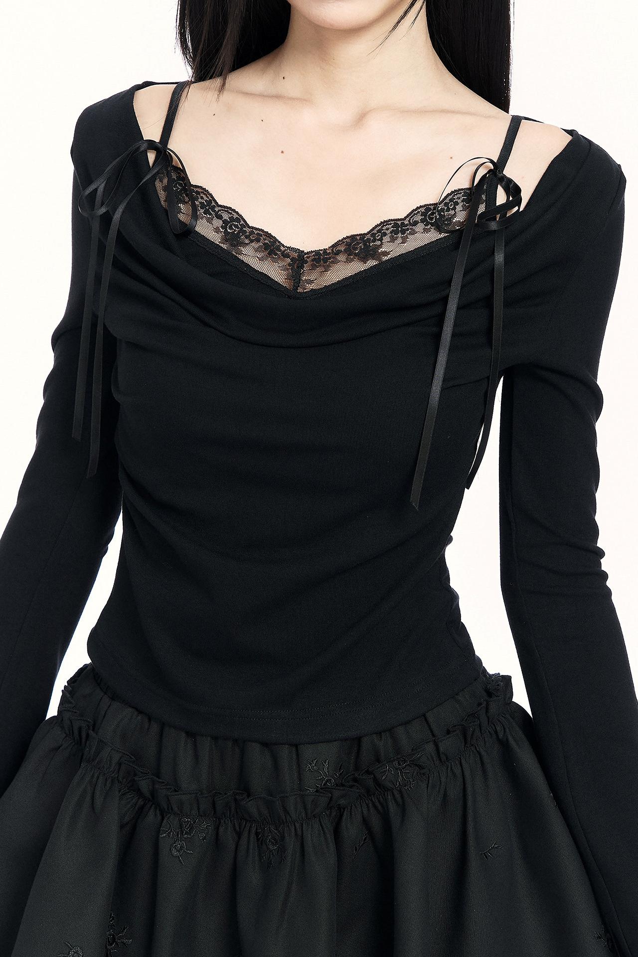 Lace Draped Collar Top