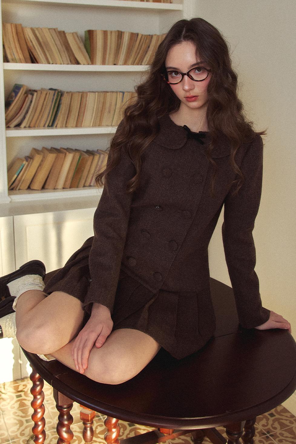 Retro Preppy Style Pleated Dress