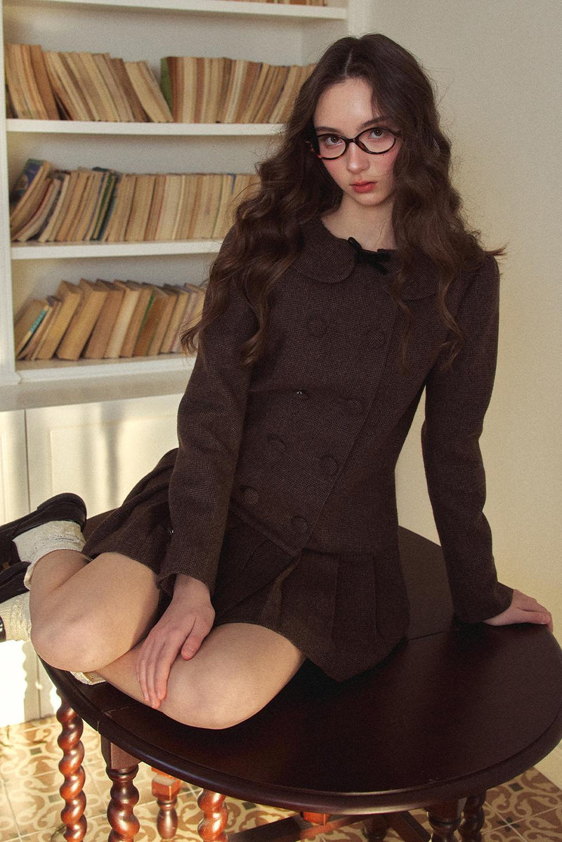 Retro Preppy Style Pleated Dress