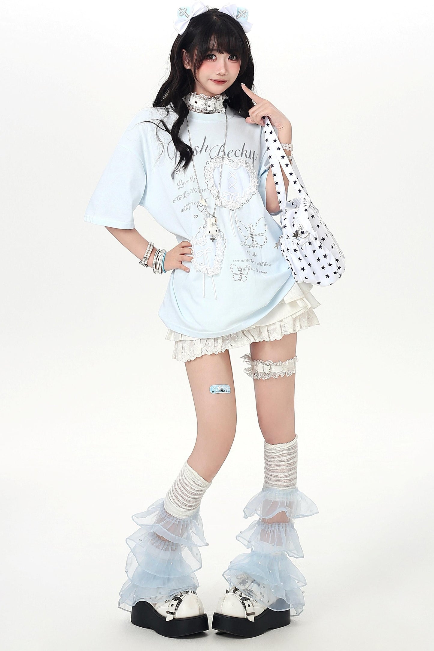 Korean Style Heart Lace Girly T-shirt