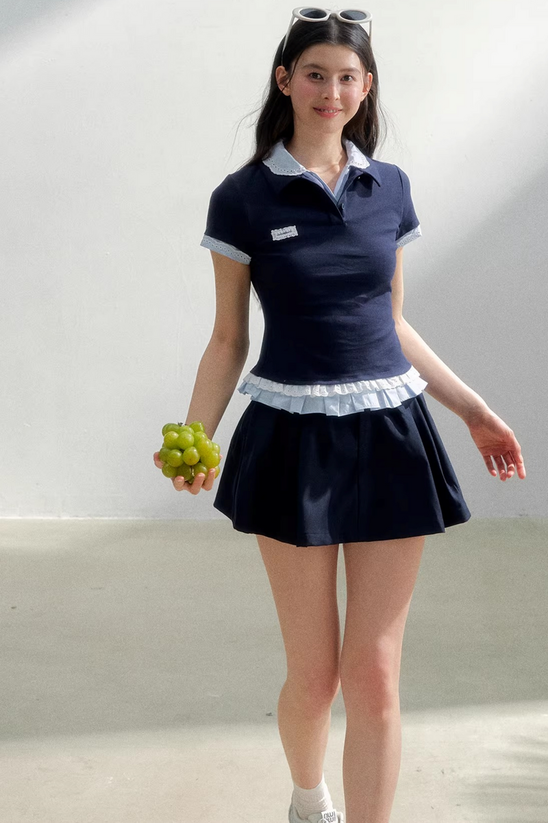 Retro Polka Dot Knit Polo