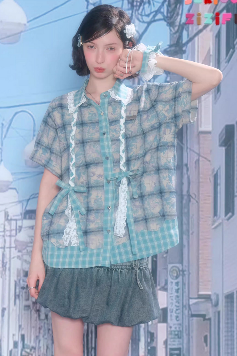 Y2k Plaid Oversized Shirt