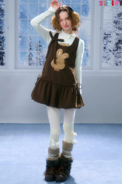 Caramel Rabbit Vest Dress