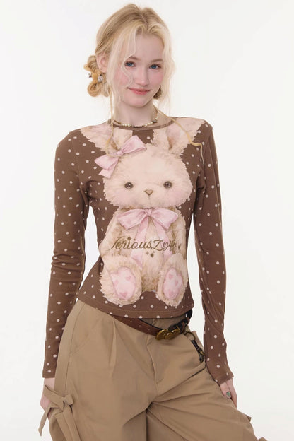 Dot Rabbit Print Top