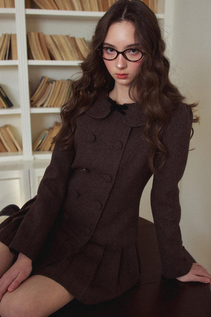 Retro Preppy Style Pleated Dress