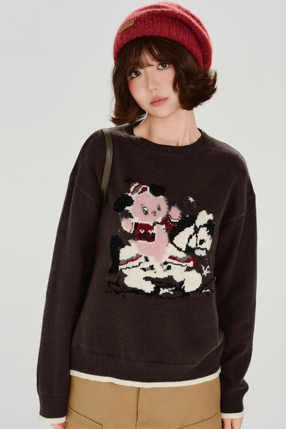 Retro Jacquard Soft Color Top