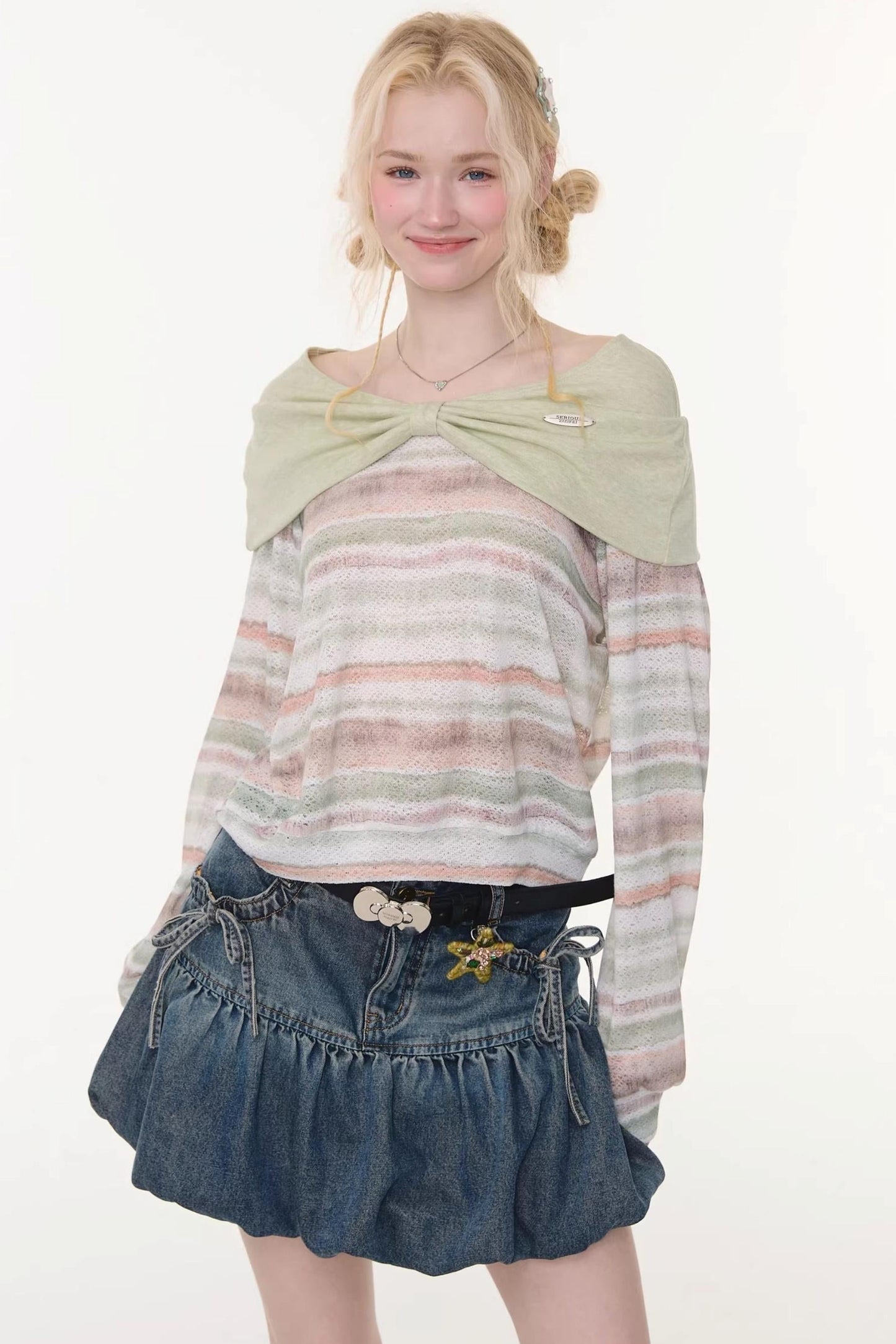 Striped Sweet Girly Tops